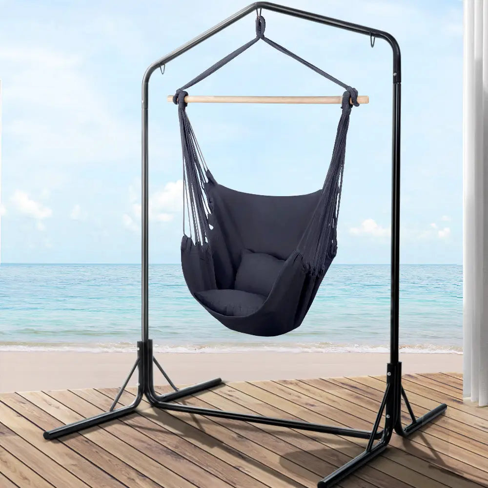 Gardeon outdoor hanging hammock chair set on deck