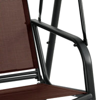Gardeon outdoor steel swing chair with brown seat and back - 2 seater