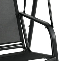 Gardeon outdoor steel swing chair with removable canopy - 2 seater, black metal chair with black seat