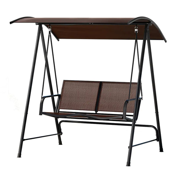 Gardeon outdoor steel swing chair with removable canopy - 2 seater