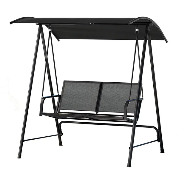 Gardeon outdoor steel swing chair with canopy - 2 seater