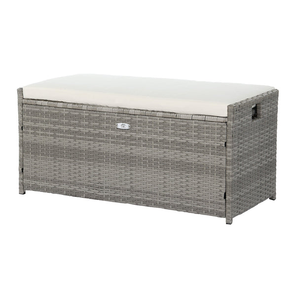 Gardeon outdoor storage bench box with cushion 102l - grey or black 1