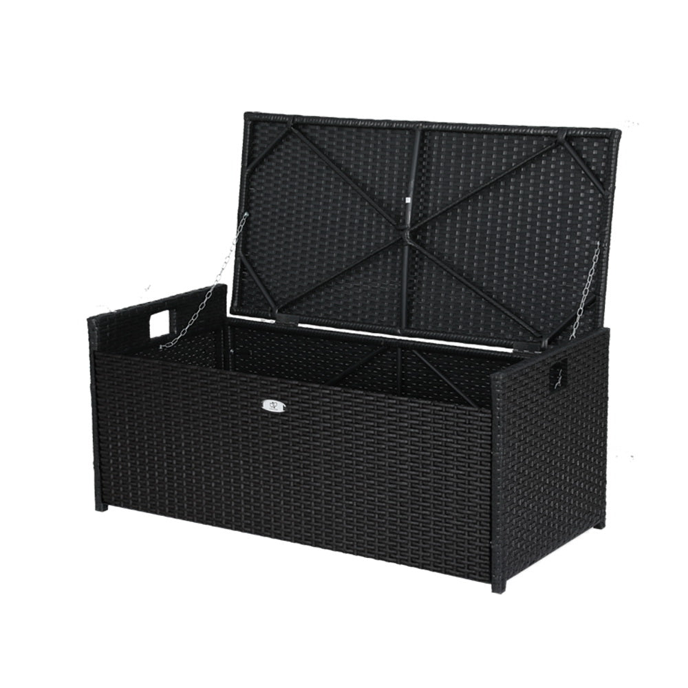 Gardeon outdoor storage bench box with cushion 102l - grey or black 8