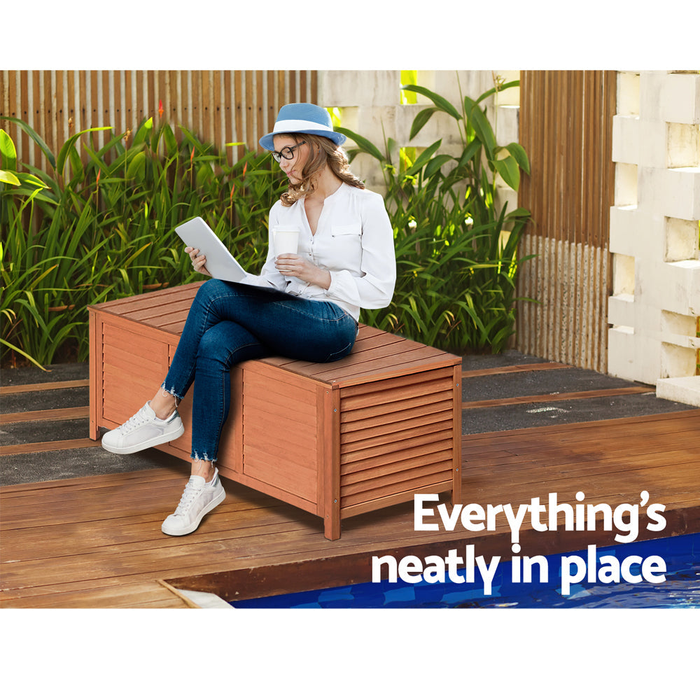 Gardeon outdoor storage bench box/seat 210l wooden 4