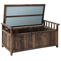 Gardeon outdoor storage bench box wooden 160l with mirror top - charcoal or brown