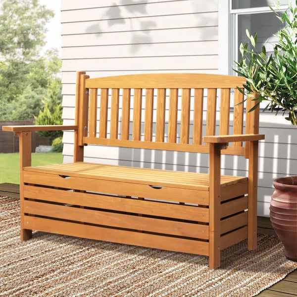 Outdoor storage bench with planter - gardeon wooden bench 2 seat