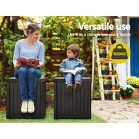 Woman and child sitting on gardeon outdoor storage box - black