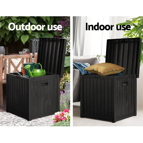 Gardeon outdoor storage box with lid - 195l black
