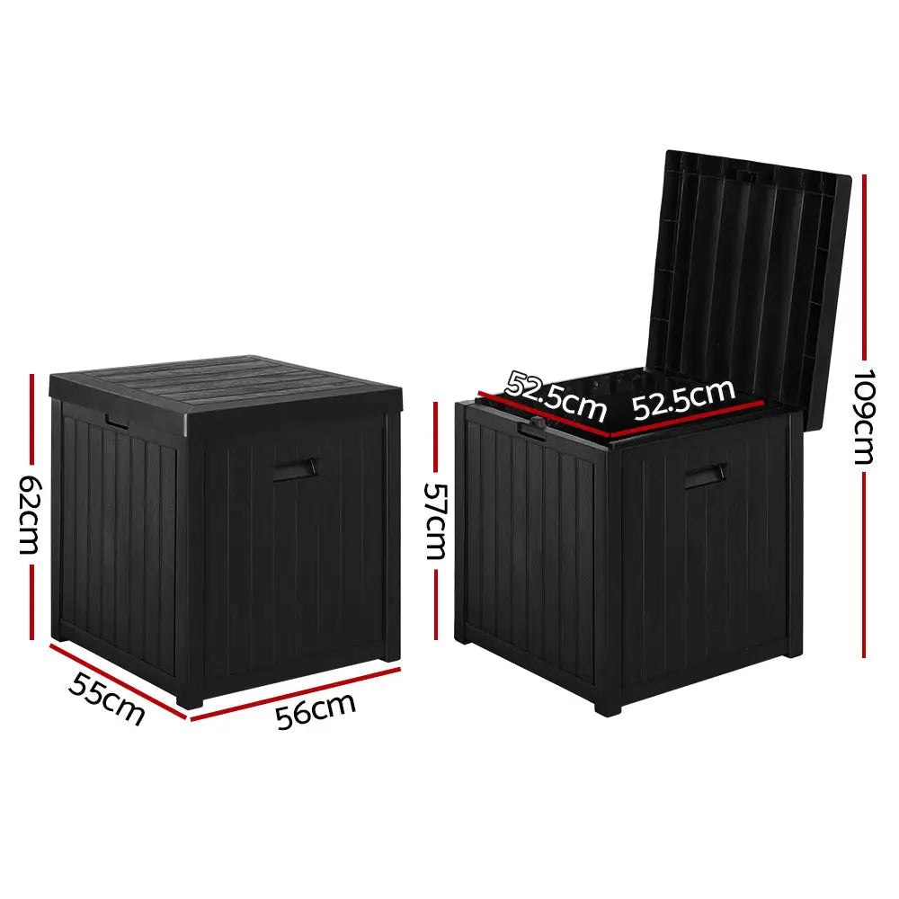 Gardeon outdoor storage box set - 2 piece, 195l black