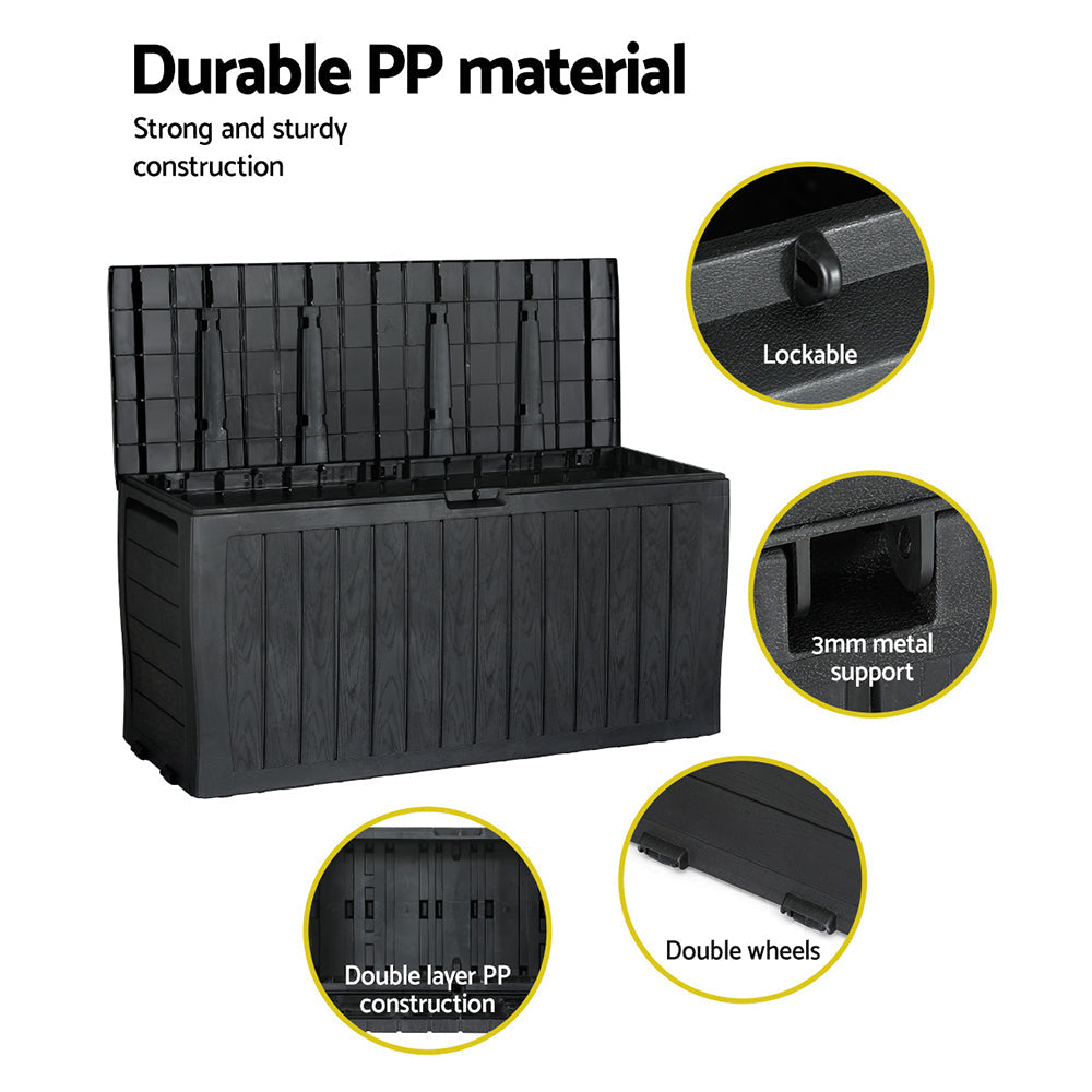 Gardeon outdoor storage box 220l lockable - black 5