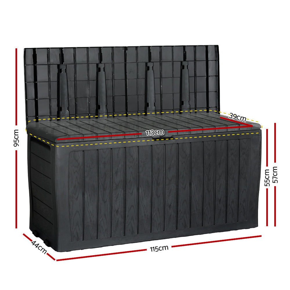 Gardeon outdoor storage box 220l lockable - black 6