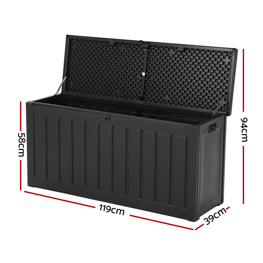 Gardeon outdoor storage box 240l lockable garden bench - black 6