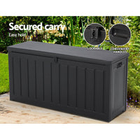 Gardeon outdoor storage box 240l lockable garden bench - black 5