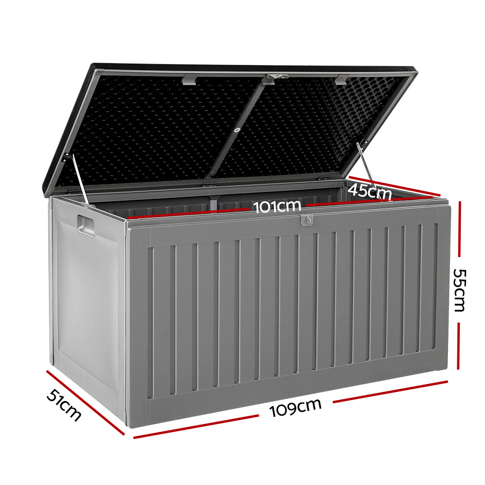 Gardeon outdoor storage box 270l lockable garden bench - grey or black 8