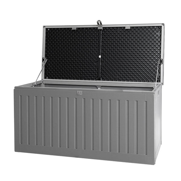 Gardeon outdoor storage box 270l lockable garden bench - grey or black 1