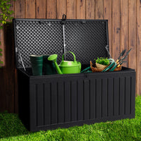 Gardeon outdoor storage box 270l lockable garden bench - grey or black 4