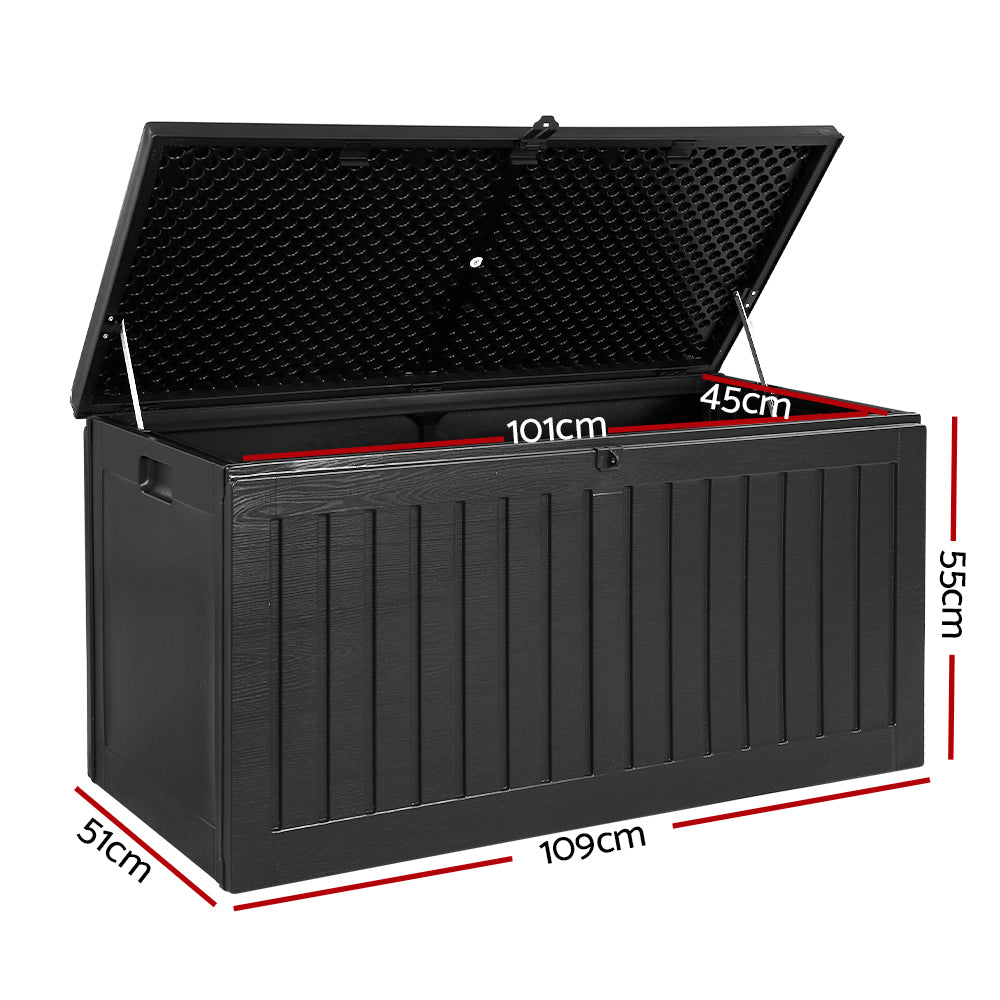 Gardeon outdoor storage box 270l lockable garden bench - grey or black 9