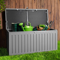 Gardeon outdoor storage box 270l lockable garden bench - grey or black 3