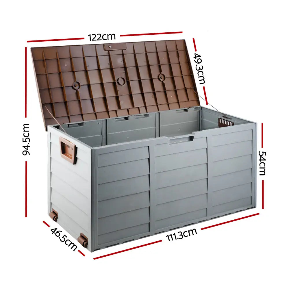 Gardeon 290l lockable outdoor storage box with lid and handles