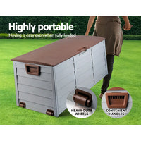 Gardeon outdoor storage box 290l lockable with portable dog house