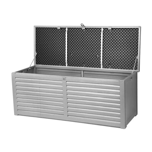 Gardeon outdoor storage box 390l with open doors - black