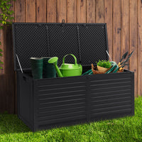 Gardeon outdoor storage box 390l lockable garden bench - grey or black 4