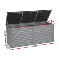 Gardeon outdoor storage box 490l with dimensions - black