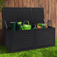 Gardeon outdoor storage box 490l lockable garden bench - grey & black or all 4
