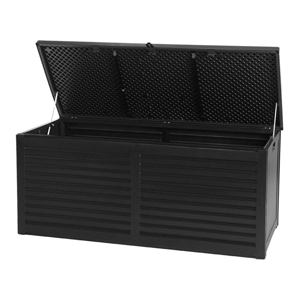 Gardeon outdoor storage box 490l lockable garden bench - grey & black or all 2