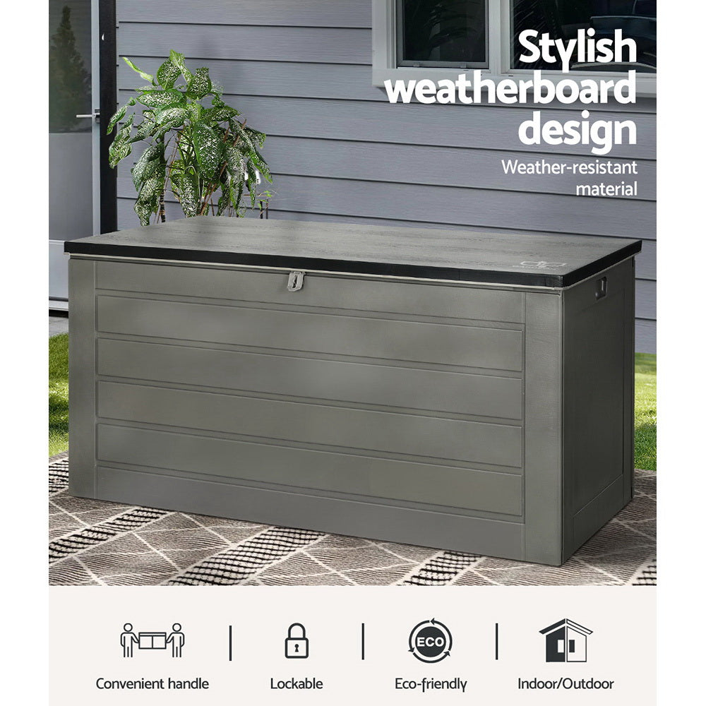 Gardeon outdoor storage box 680l lockable garden bench - grey & black or all 5
