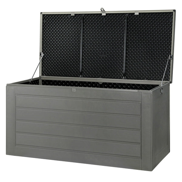 Gardeon outdoor storage box 680l lockable garden bench - grey & black or all 1