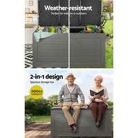 Gardeon outdoor storage box 680l lockable garden bench - grey & black or all 6