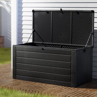 Gardeon outdoor storage box 680l lockable garden bench - grey & black or all 4