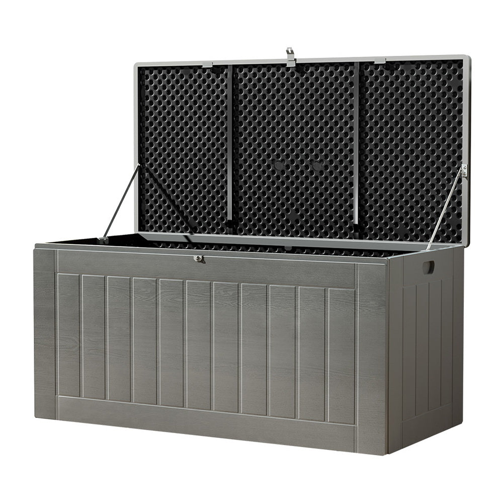 Gardeon outdoor storage box 830l lockable garden bench - black 1