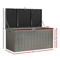 Gardeon outdoor storage box 830l lockable garden bench - black 6