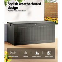 Gardeon outdoor storage box 830l lockable garden bench - black 2