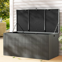 Gardeon outdoor storage box 830l lockable garden bench - black 5