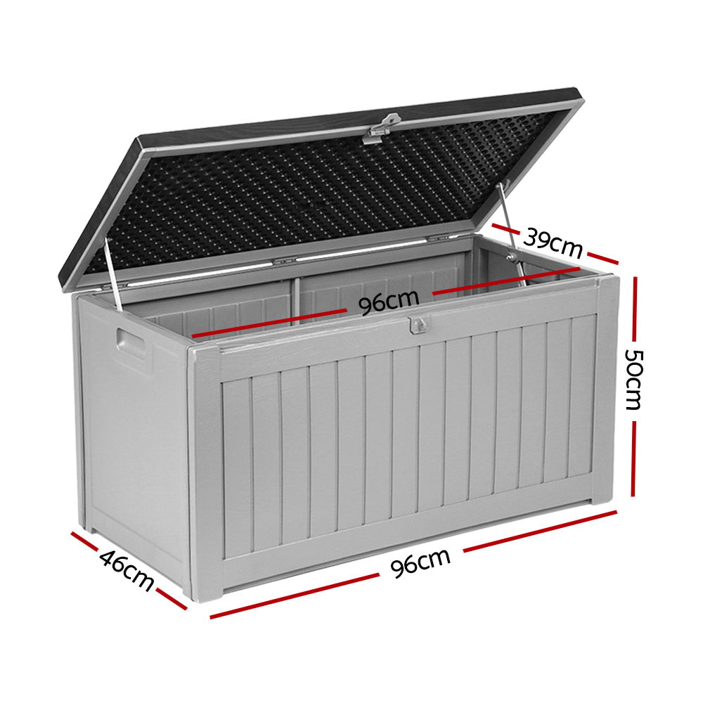Gardeon outdoor storage box lockable garden bench 190l - black 5