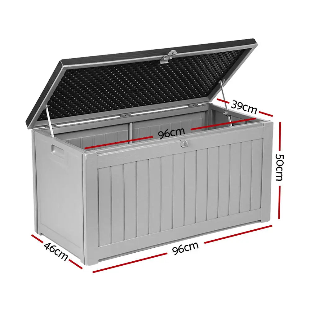 Gardeon outdoor storage box lockable garden bench 190l - black 2