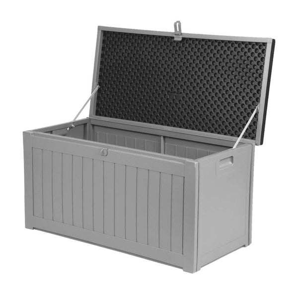 Gardeon outdoor storage box lockable garden bench 190l - black 1