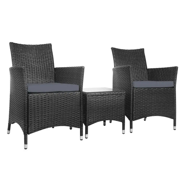 Gardeon outdoor wicker bistro chairs with table set - idris, elegant curvaceous design