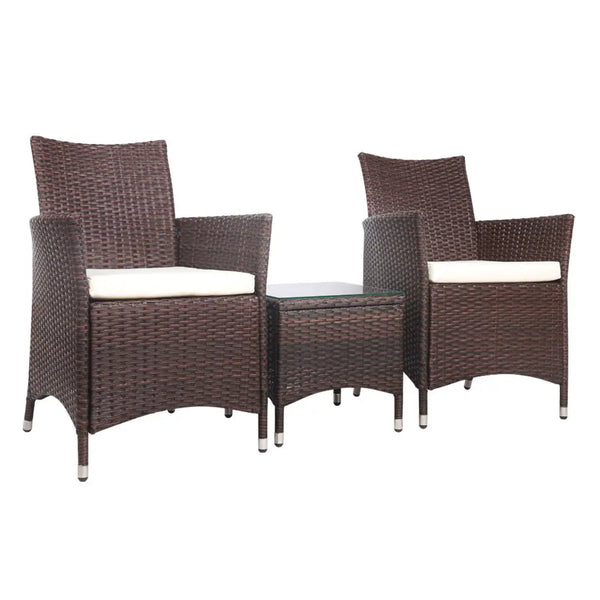 Gardeon outdoor wicker bistro chairs with table set - idris, featuring elegant curvaceous design and sturdy steel frame