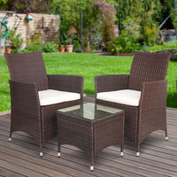 Gardeon outdoor wicker bistro chairs with table set - idris, featuring elegant curvaceous design
