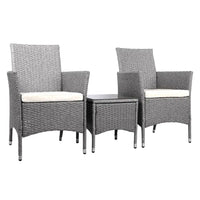 Gardeon idris outdoor wicker bistro chairs with table set - sturdy steel frame