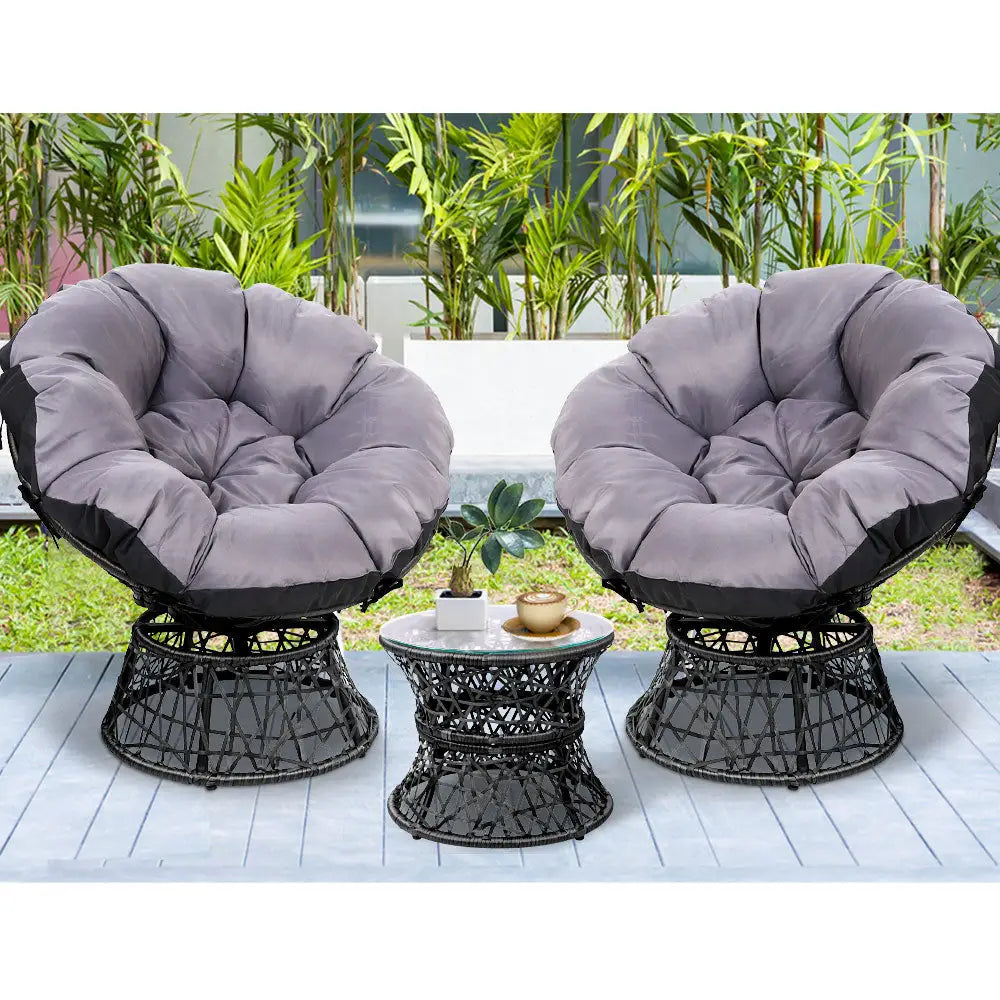 Gardeon outdoor papasan chairs with cushions - set of 2