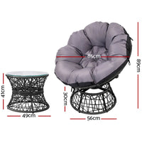 Gardeon outdoor papasan chairs x2 with table in rotund pe wicker