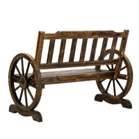 Gardeon outdoor wooden garden wagon bench seat with wheels - brown