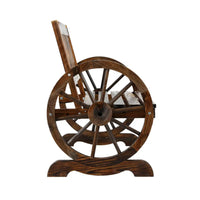 Wooden spinning wheel on white background - gardeon outdoor wooden garden wagon bench seat - brown