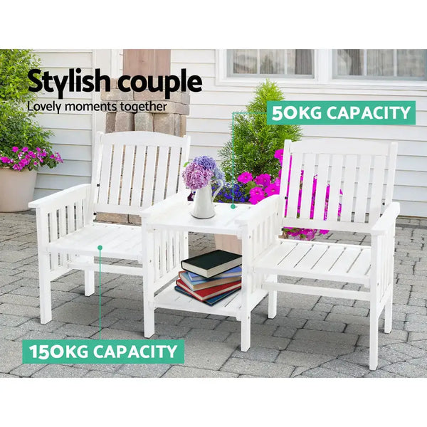 Gardeon outdoor wooden loveseat table chairs patio 6