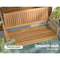Gardeon porch swing chair with chain wooden bench 2 seat - teak